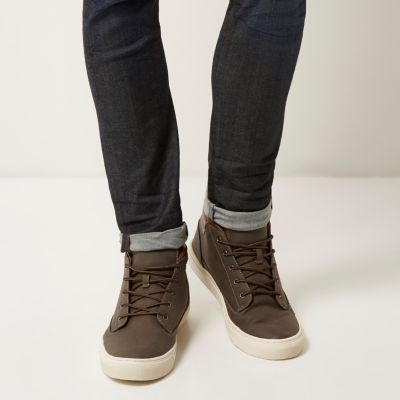 Brown lace-up boots